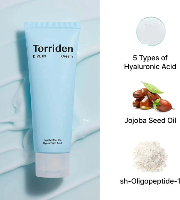 Mitrinošs krēms ar hialuronskābi Torriden Dive-In Low Molecule Hyaluronic Acid Cream