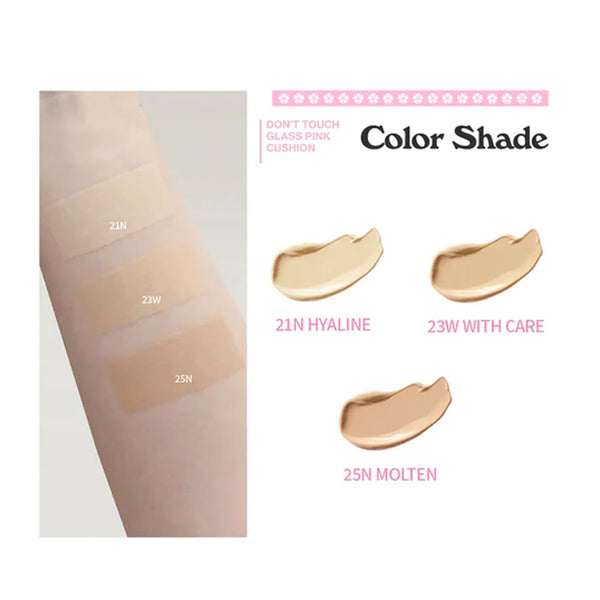 Mitrinošs kušons ar mirdzošu noslēguma akcentu Unleashia Don't Touch Glass Pink Cushion SPF50+ PA++++