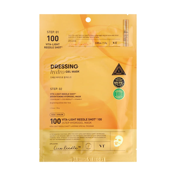 Balinoša hidrogela maska ar mikroadatām VT Cosmetics Vita-Light Reedle Shot 100 2Step Hydrogel Mask