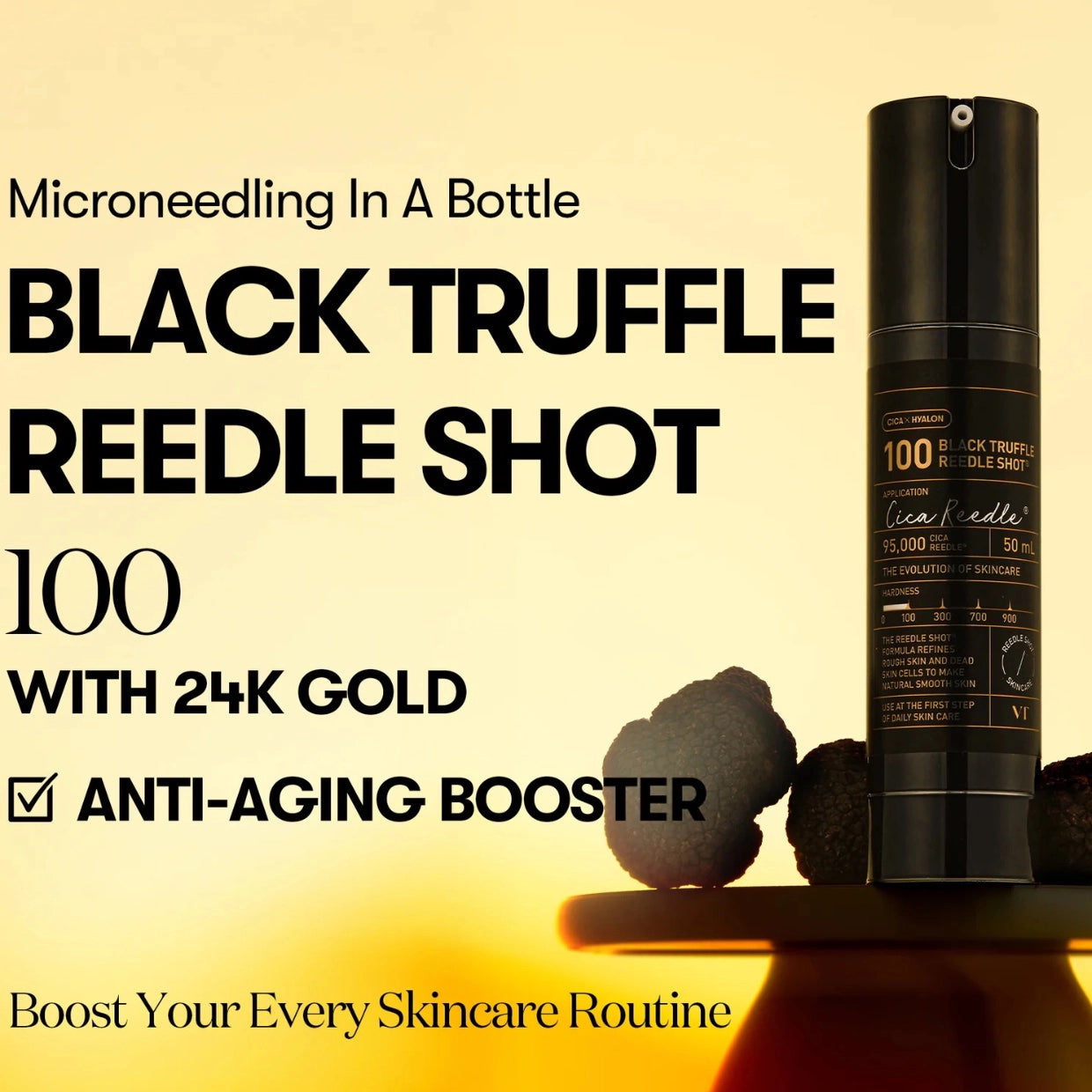 Pretnovecošanās serums-būsteris ar mikroadatām un melnām trifelēm VT Cosmetics Black Truffle Reedle Shot 100
