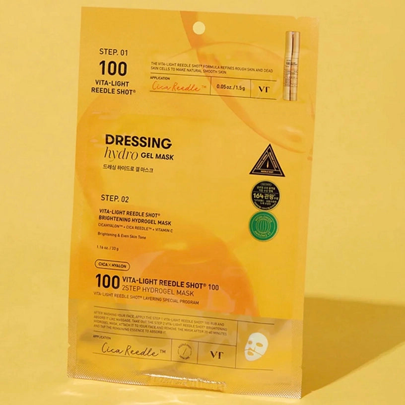 Balinoša hidrogela maska ar mikroadatām VT Cosmetics Vita-Light Reedle Shot 100 2Step Hydrogel Mask
