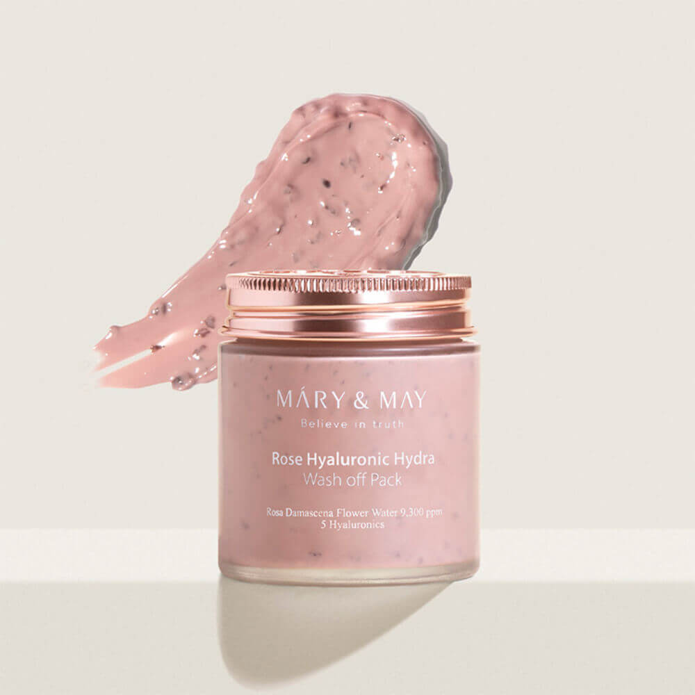 Mālu maska dziļai ādas mitrināšanai Mary&May Rose Hyaluronic Hydra Clow Wash off Pack