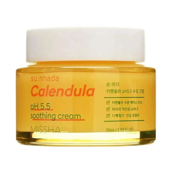 Nomierinošs krēms kairinātai ādai Missha Su:Nhada Calendula pH Balancing & Soothing Cream