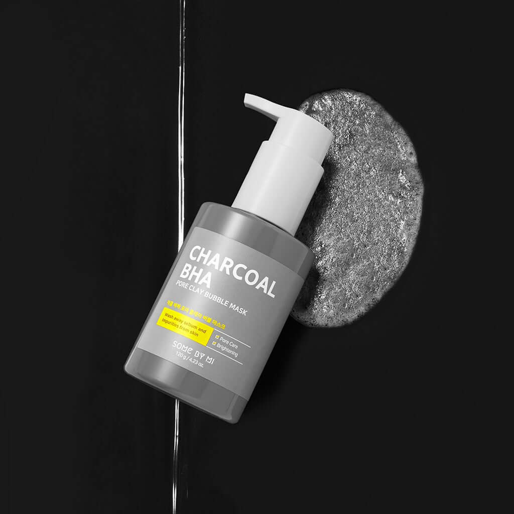 Skābekļa maska melno punktiņu novēršanai ar kokogli Some By Mi Charcoal BHA Pore Clay Bubble Mask
