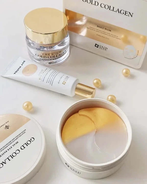 Daudzfunkcionāli hidrogela plāksteri SNP Gold Collagen Dual Eye Patch