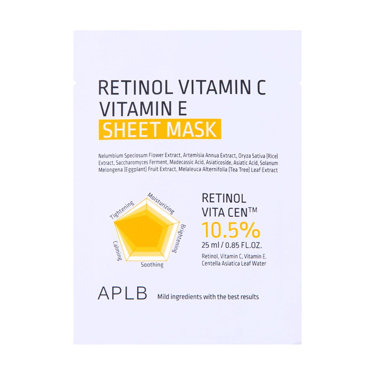 Balinoša sejas maska ar retinolu un vitamīniem APLB Retinol Vitamin C Vitamin E Sheet Mask