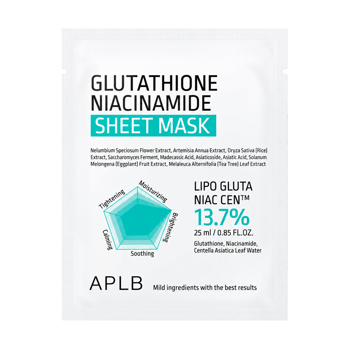 Auduma sejas maska ar glutathionu APLB Glutathione Niacinamide Sheet Mask