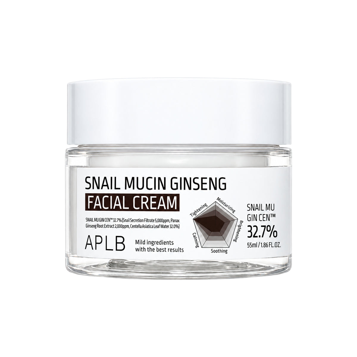 Sejas krēms ar gliemežu mucīnu APLB Snail Mucin Ginseng Facial Cream