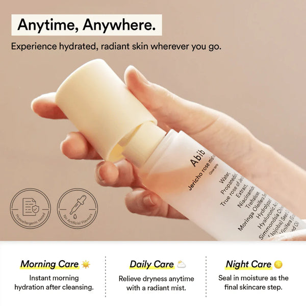 Divfāžu sejas mists Abib Jericho Rose Mist Serum Glow Spray