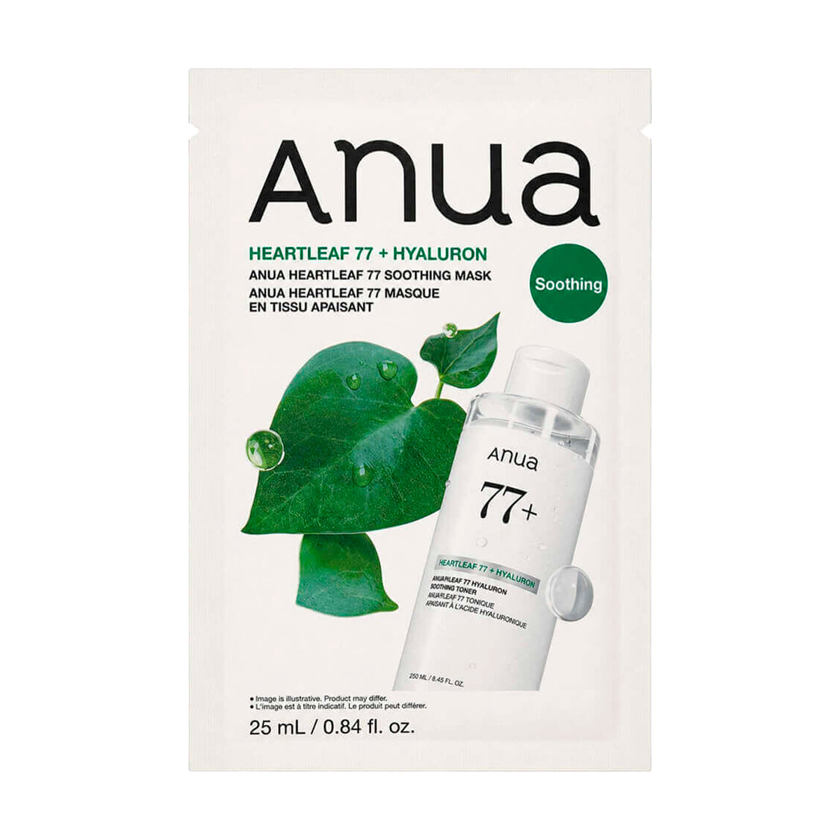 Nomierinoša sejas maska Anua Heartleaf 77+ Soothing Sheet Mask