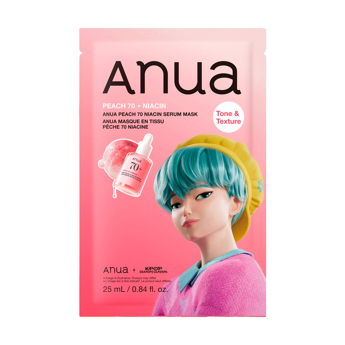 Sejas maska Anua K-Pop Demon Hunters Peach 70 Niacin Brightening Collagen Mask