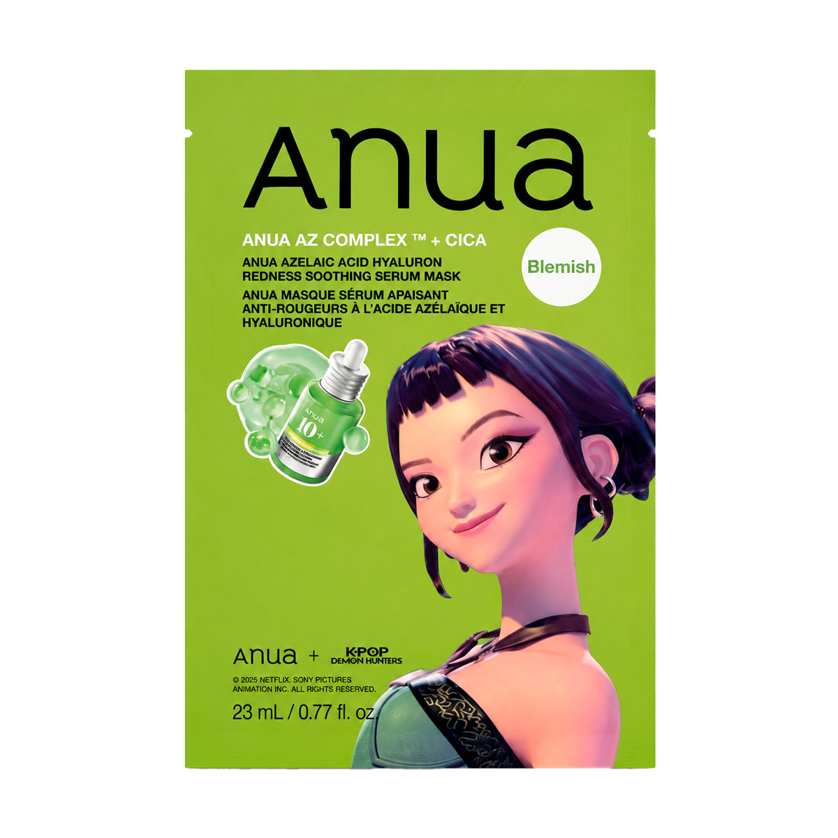 Sejas maska Anua Kpop Demon Hunters Azelaic Acid Hyaluron Redness Soothing Serum Mask