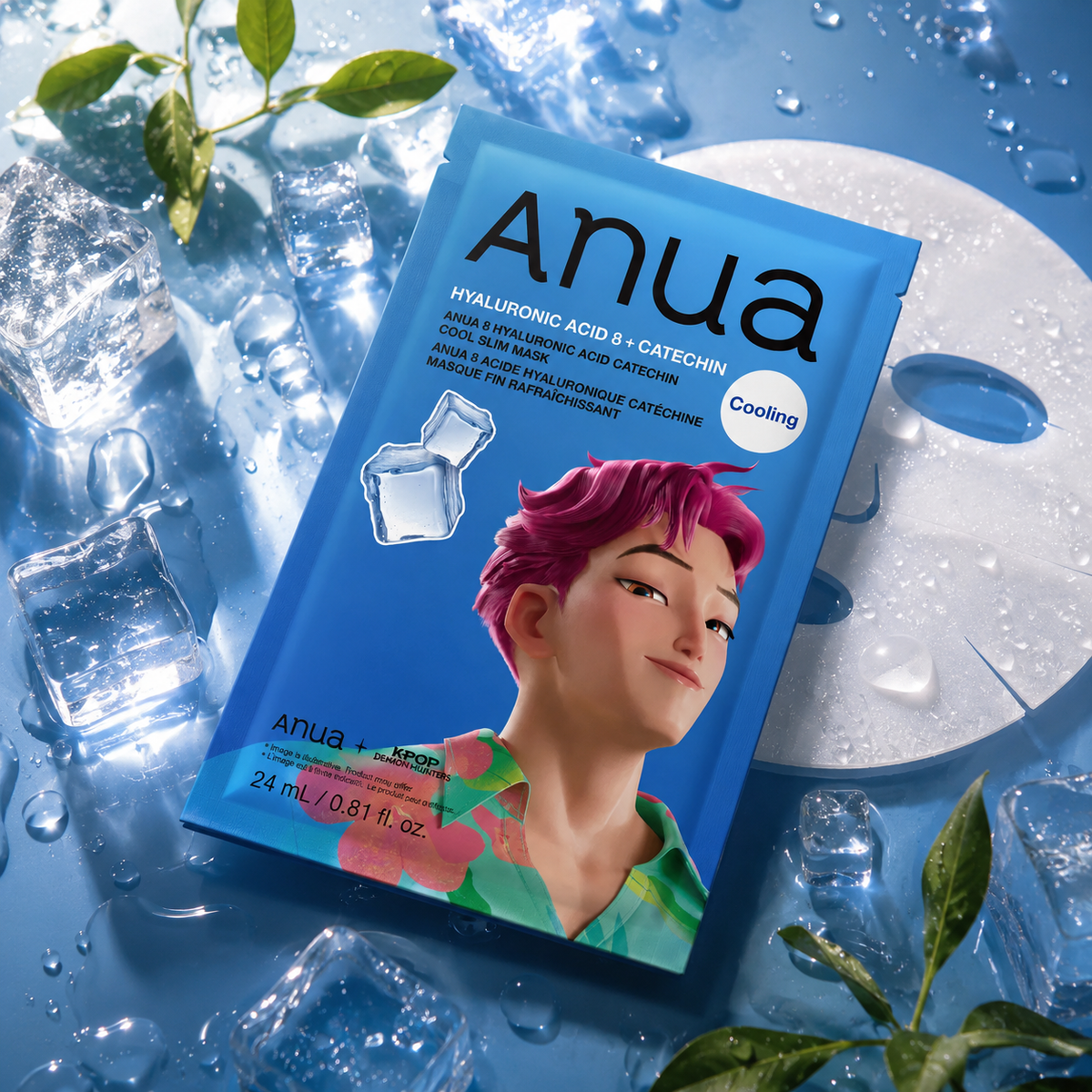 Atvēsinoša maska Anua K-Pop Demon Hunters 8 Hyaluronic Acid Catechin Cool Slim Mask