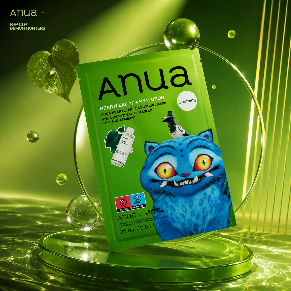 Sejas maska Anua K-Pop Demon Hunters Heartleaf 77+ Hyaluron Soothing Mask