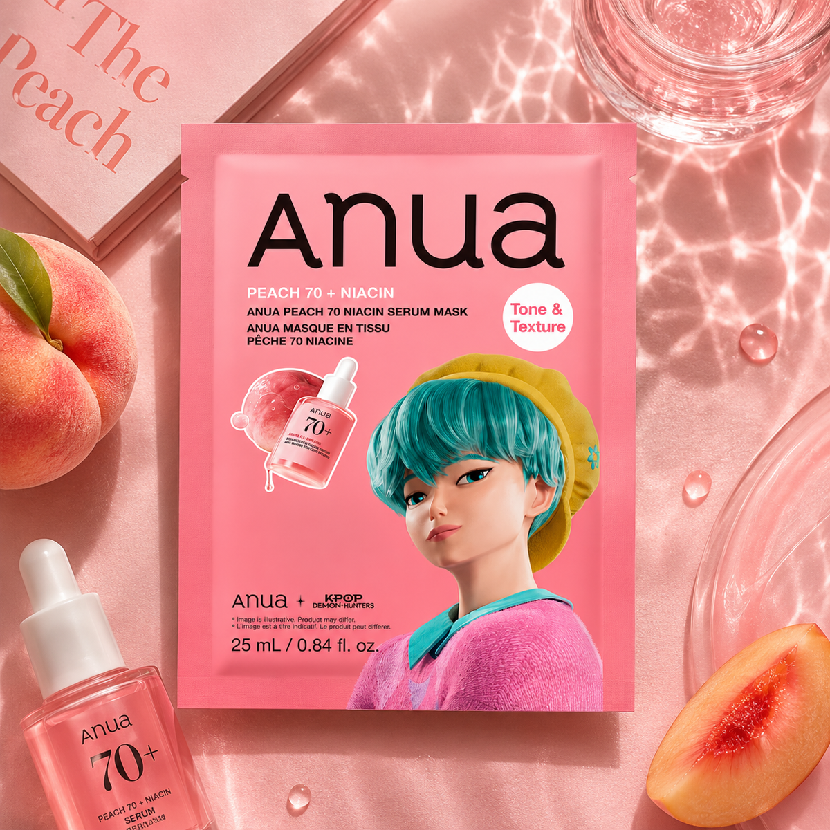 Sejas maska Anua K-Pop Demon Hunters Peach 70 Niacin Serum Mask