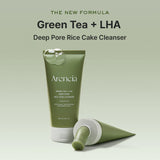Глубоко очищающая пенка с LHA и зелёным чаем Arencia Green Tea + LHA Deep Pore Rice Cake Cleanser