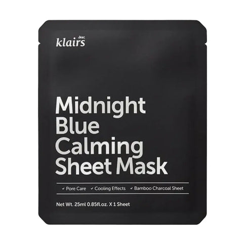 Nomierinoša auduma maska ar atvēsinošu efektu Dear Klairs Midnight Blue Calming Sheet Mask  Klairs 1 ea.  