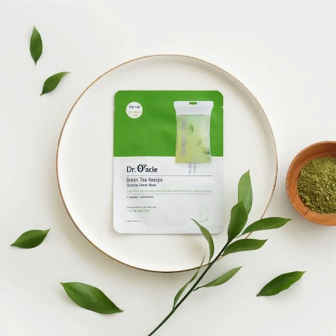 Auduma maska ar zaļās tējas ekstraktu Dr.Oracle Green Tea Recipe Calming Green Mask  Dr. Oracle   