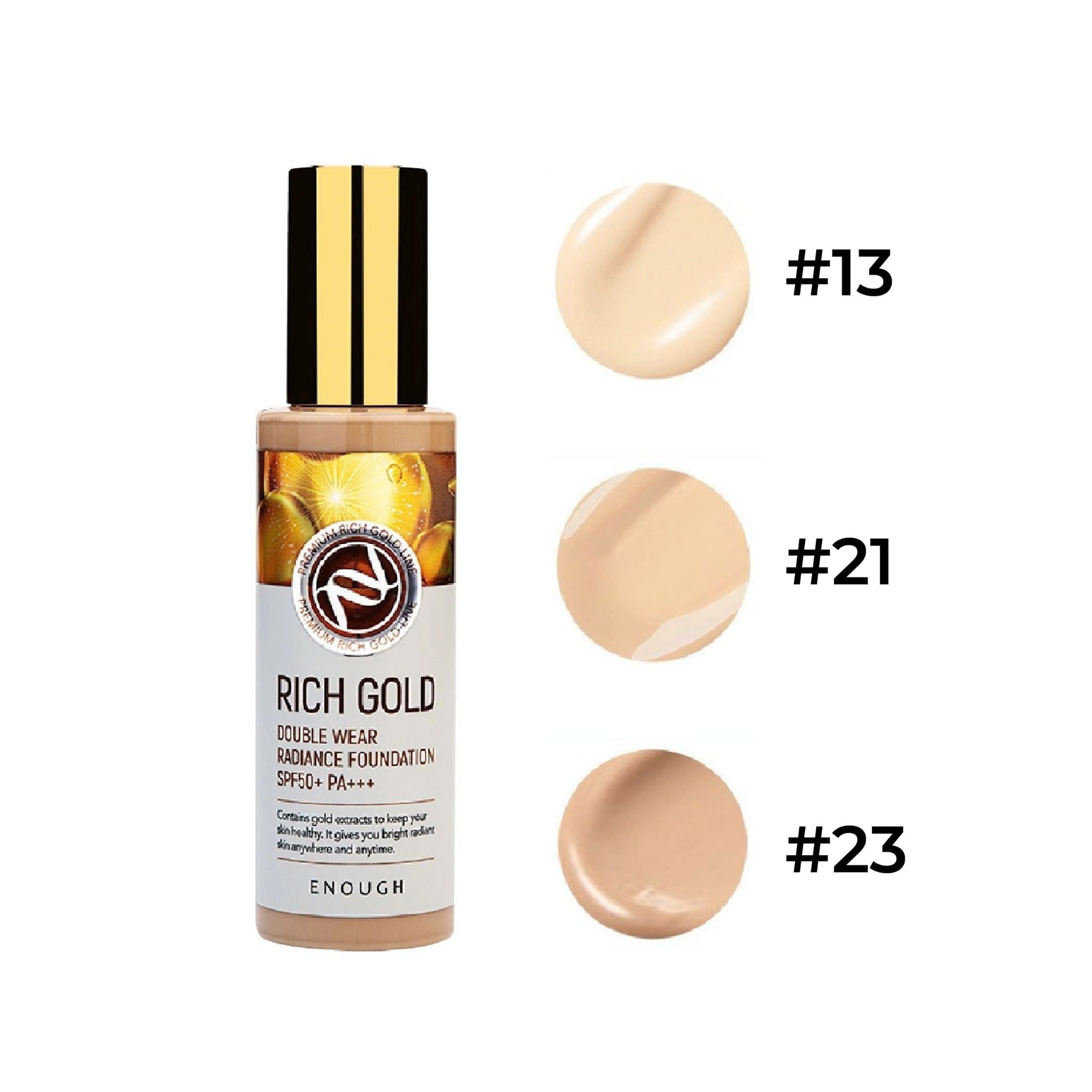 Сияющий тональный крем ENOUGH Rich Gold Double Wear Radiance Foundation SPF50+ PA+++