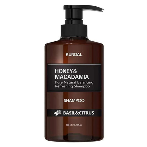 KUNDAL Honey & Macadamia Shampoo Basil & Citrus - Matu Šampūns ar Bazilika un Citrusa Aromātu  Kundal 500 ml.  