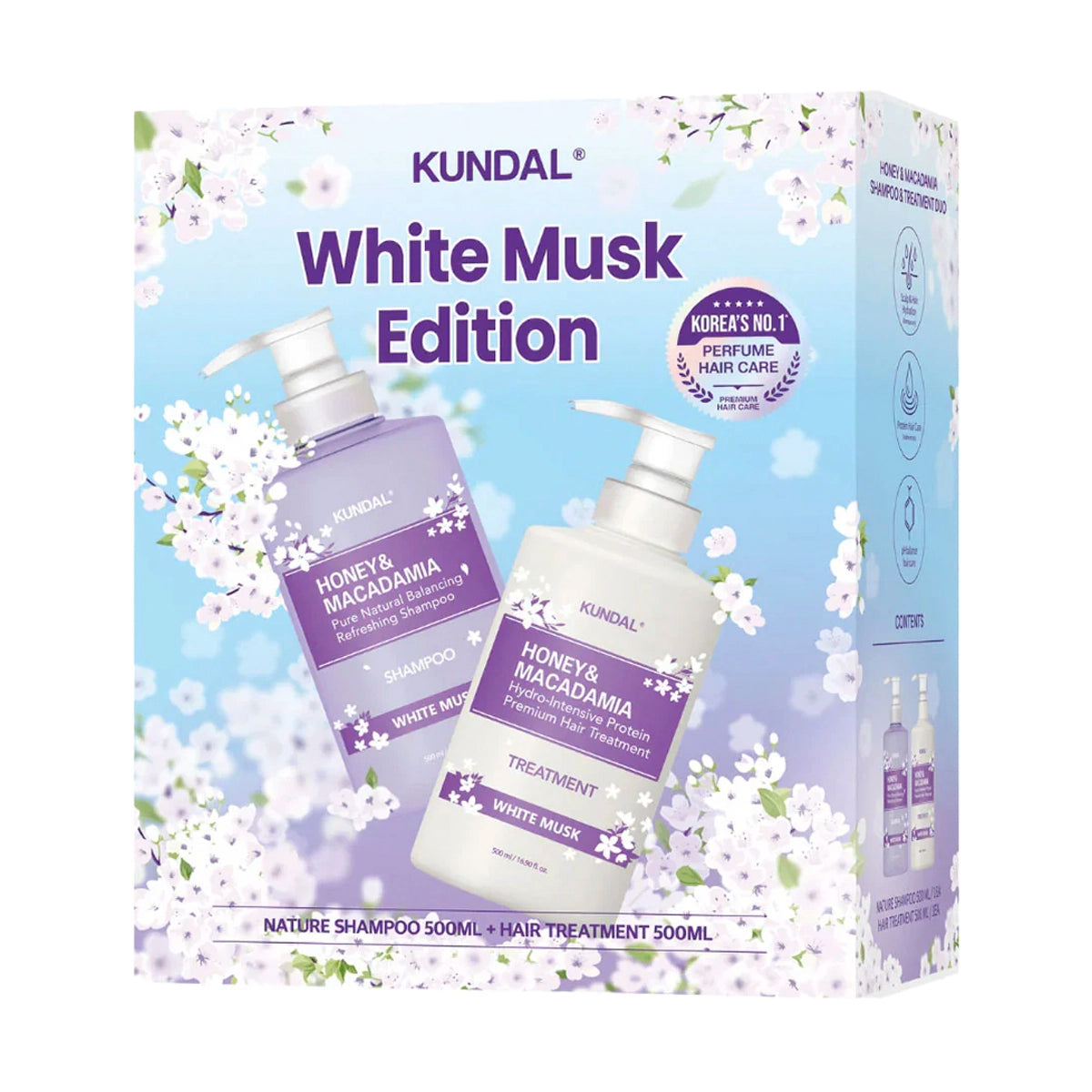 Matu kopšanas komplekts Kundal Honey & Macadamia Shampoo & Treatment Duo White Musk Edition