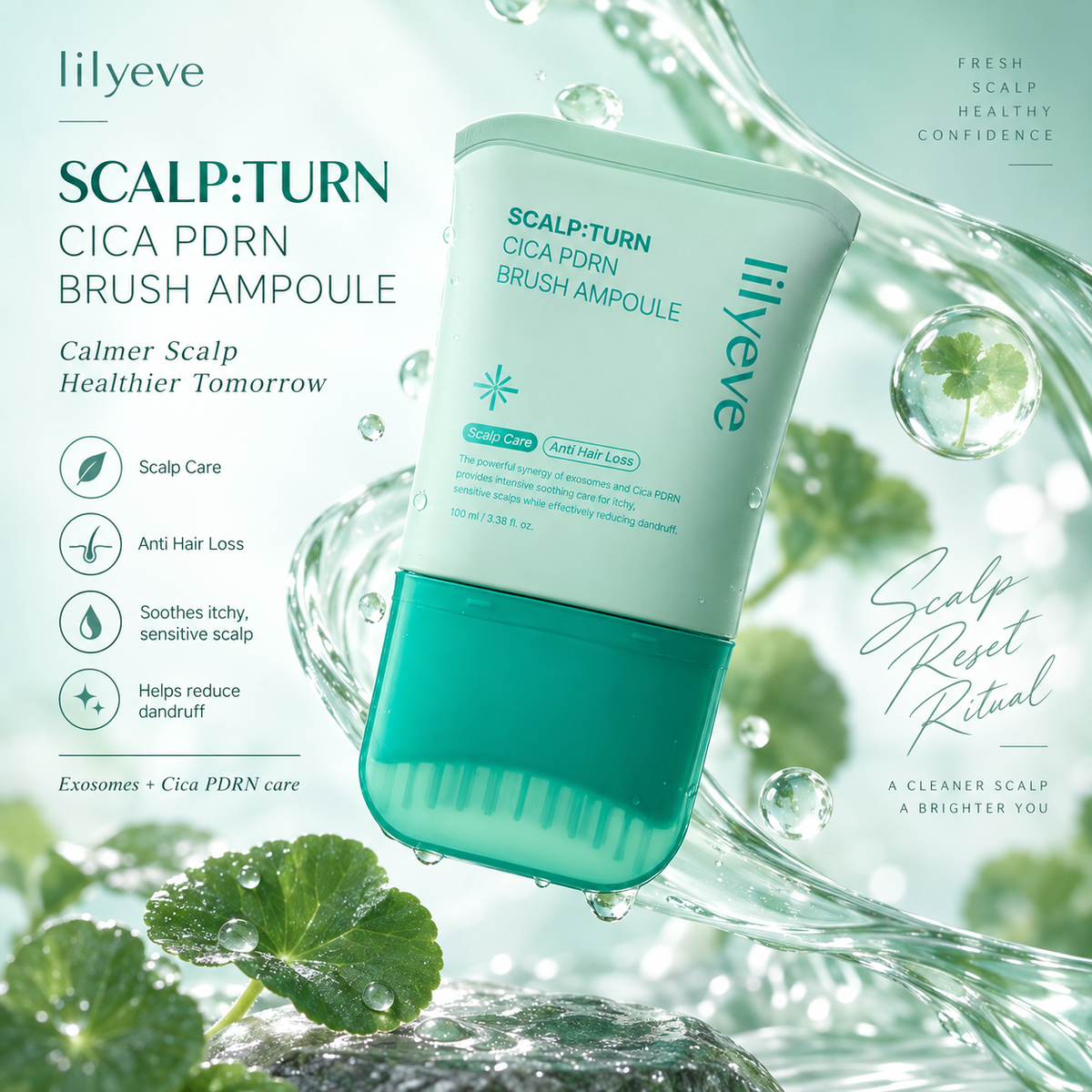 Pretblaugznu ampula Lilyeve Scalp: Turn Cica PDRN Brush Ampoule