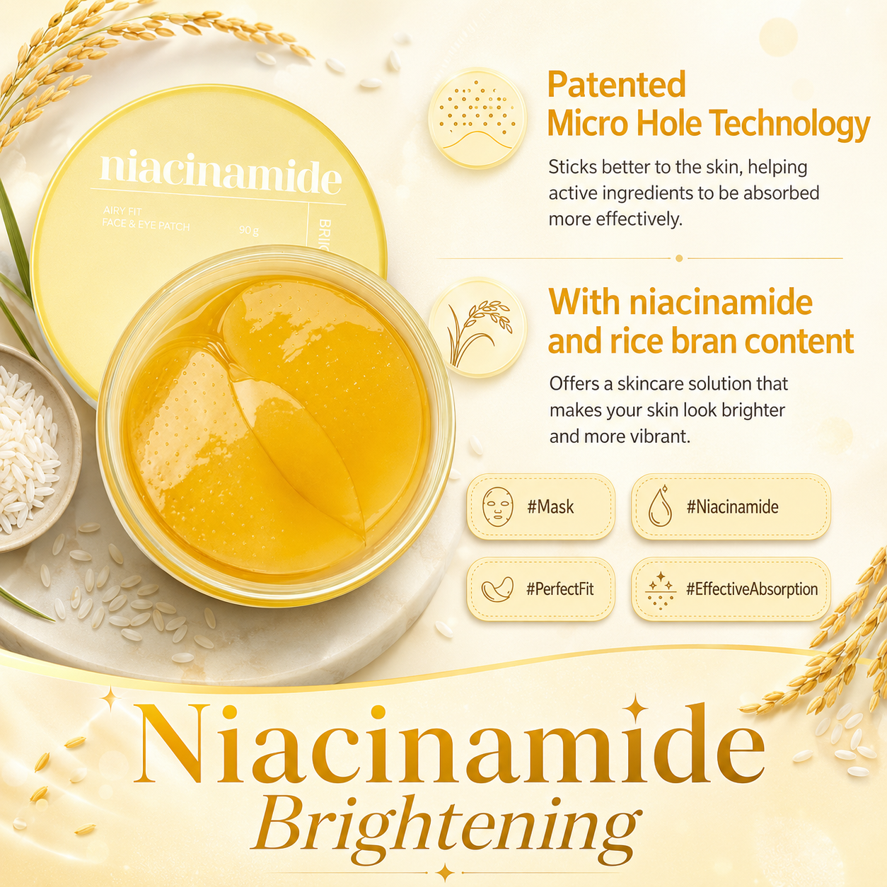 Izgaismojoši acu patči Missha Airy Fit Niacinamide Brightening Face & Eye Patch