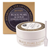 Hidrogela spilventiņi ādai zem acīm ar melnajām pērlēm Petitfee Black Pearl & Gold Hydrogel Eye Patch