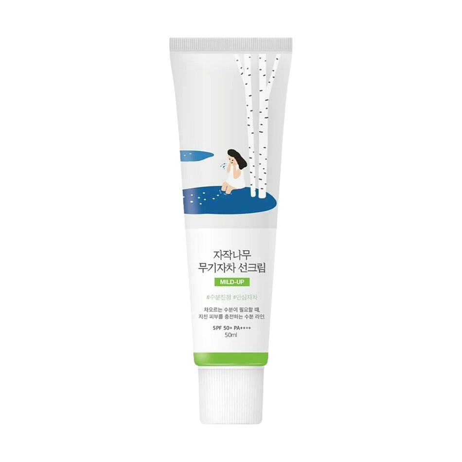 Saules aizsargkrēms ar bērzu sulu Round Lab Birch Juice Moisturizing Mild-Up Sunscreen SPF50+ PA++++