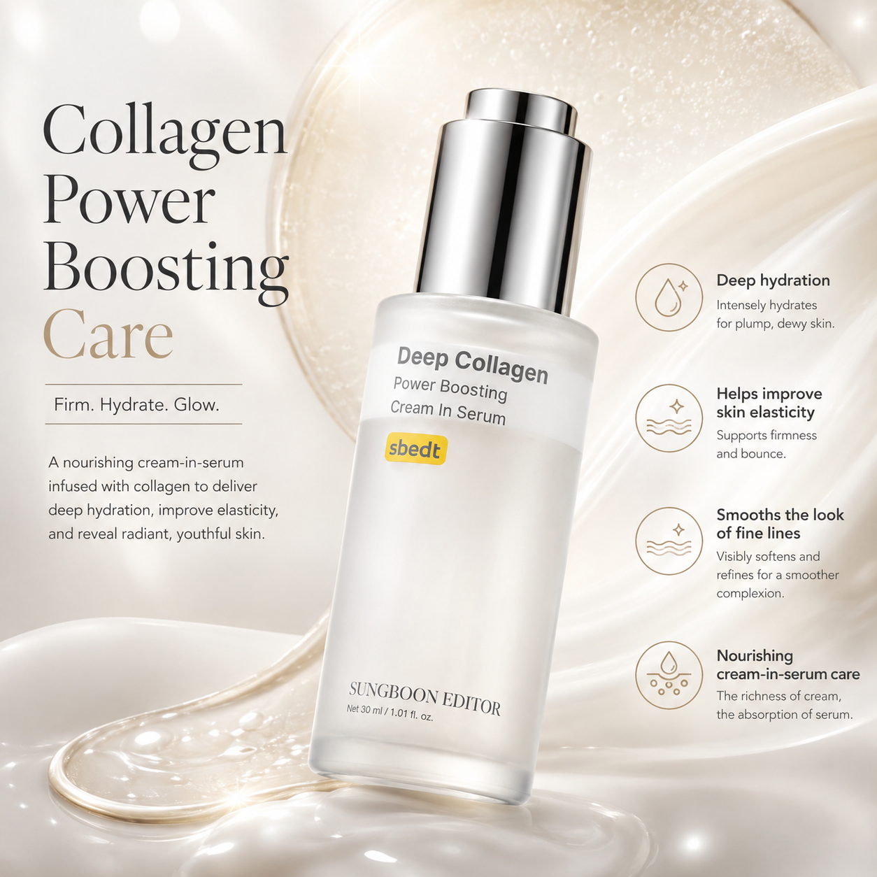 Divfāžu krēms-serums Sungboon Editor Deep Collagen Power Boosting Cream In Serum
