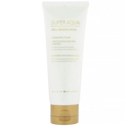 Putas sejas mazgāšanai ar gliemežu gļotu ekstraktu Missha Super Aqua Cell Renew Snail Cleansing Foam  MISSHA 100 ml.  