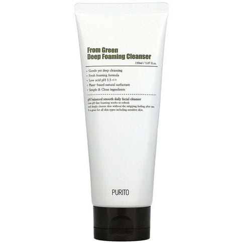 Putas ar zemu skābju saturu, Gotu kolu un zaļo tēju Purito From Green Deep Foaming Cleanser Cosmetics Purito 150ml  