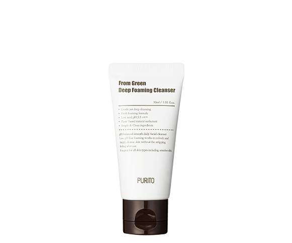 Putas ar zemu skābju saturu, Gotu kolu un zaļo tēju Purito From Green Deep Foaming Cleanser Cosmetics Purito 30ml  