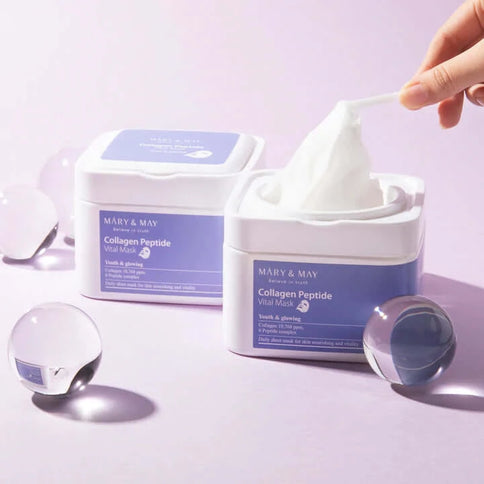 Mitrinošu liftinga masku komplekts ar peptīdiem MARY&MAY Collagen Peptide Vital Mask Komplekti MARY&MAY   