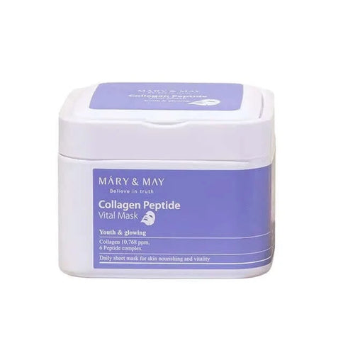 Mitrinošu liftinga masku komplekts ar peptīdiem MARY&MAY Collagen Peptide Vital Mask Komplekti MARY&MAY 30 ml.  