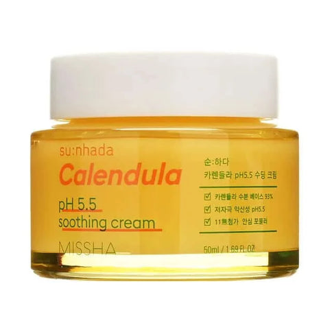 Nomierinošs krēms kairinātai ādai Missha Su:Nhada Calendula pH Balancing & Soothing Cream  MISSHA   